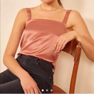 Reformation Juliana Square Neck Silk Camisole